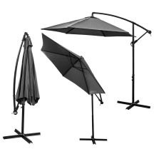 300CM FOLDING GARDEN UMBRELLA ON A BOOM, ANTHRACITE GREY