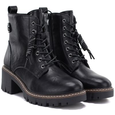 4. Women’s black leather block-heel ankle boots M.Daszyński OL77-3
