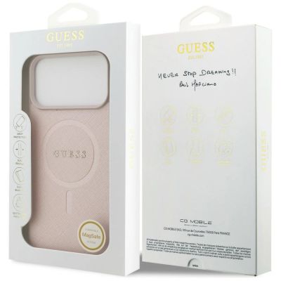 8. Guess Saffiano Classic Logo MagSafe Case for iPhone 18 Pro Max / iPhone 17 Pro Max - Pink