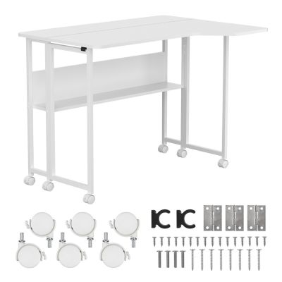 13. MACLEAN FOLDING DESK / TABLE MACLEAN, WHITE, MOBILE 100X73CM, MAX. 50KG, ANGLED, L-SHAPED, MC-126 L/W
