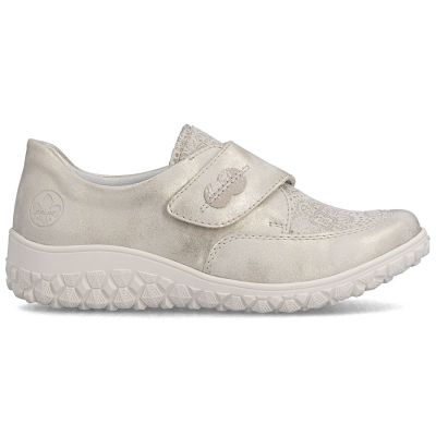 4. Rieker 59552-62 comfortable women's shoes with Velcro, beige and gold