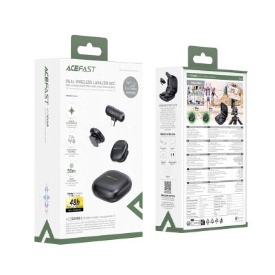 5. Acefast R1 Wireless Lavalier Microphones 2 pcs - Black