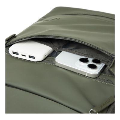 5. Rivacase Eden Backpack Travel Backpack Olive Waxed Leather (Pull Up), Polyester, Recycled Polyethylene Terephthalate (rPET)