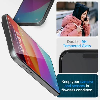 8. Spigen Glas.tR EZ Fit FC Tempered Glass for iPhone 15 Plus - Black