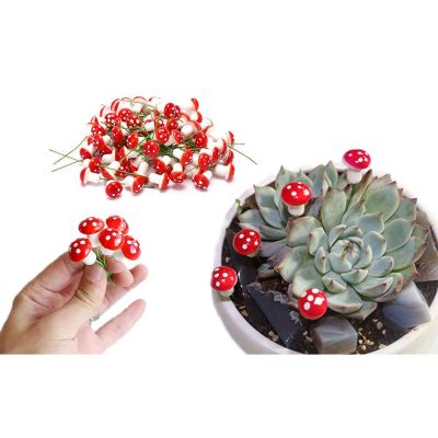 12. DECORATIVE FIGURINE OF MUSHROOMS ON WIRE 9 PCS