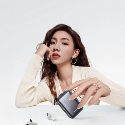 7. Joyroom JR-PBF29 20000mAh 22.5W Powerbank with Double Cable - Black