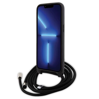 4. Karl Lagerfeld Crossbody Saffiano Metal Pin Karl & Choupette Case for iPhone 15 Pro Max - Black