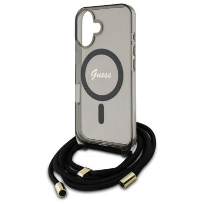 5. Guess Crossbody Cord Script MagSafe iPhone 16 Case - Black