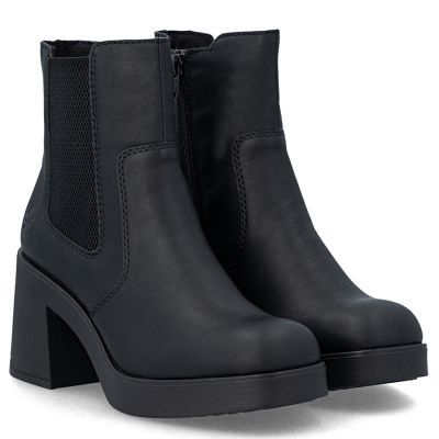 4. Women's Chelsea boots with a block heel, insulated, black, Rieker 58081-00