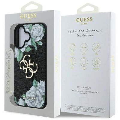 8. Guess Grained Roses Big 4G logo case for iPhone 16 - black