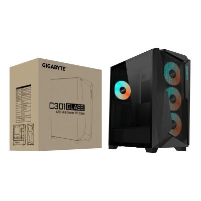 8. CASE MIDITOWER ATX W/O PSU/GB-C301G BLACK GIGABYTE