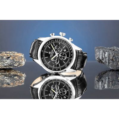 6. Men's Watch Giewont Chronograph Sapphire Silver Black GW7650-A2