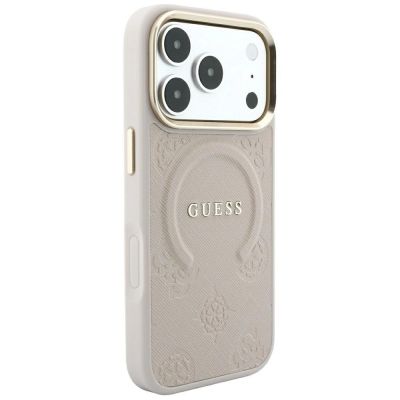 4. Guess Saffiano Peony & Ring MagSafe case for iPhone 17 Pro / 18 Pro - pink