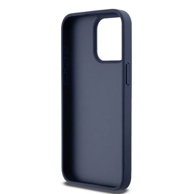 7. DKNY Leather Mono Stripe & Metal Logo case for iPhone 15 Pro Max - blue