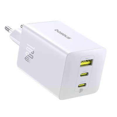 3. Baseus EnerFill FE11 2 x USB-C / USB-A 100W Wall Charger - White