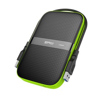 2. Silicon Power Armor A60 External HDD (1TB; 2.5"; USB 3.2; 5400 rpm; Green-Black; SP010TBPHDA60S3K)
