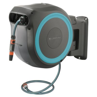 2. Gardena 18620-20 Garden Hose Reel Wall-Mounted Automatic Black