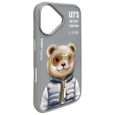 4. Nimmy Cool&Cute 2.0 Bear Case for iPhone 16 - Gray