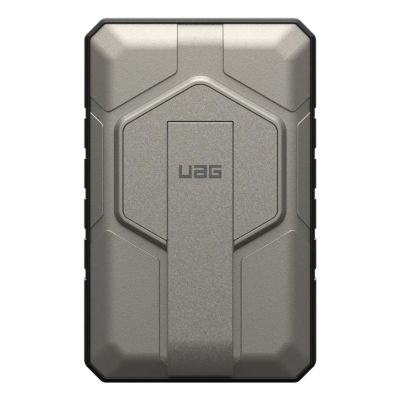 UAG Rugged 10K Power Bank – 10000 mAh with Stand, 10 W Wireless Charging, MagSafe Compatible, Cable Included (black/titanium)