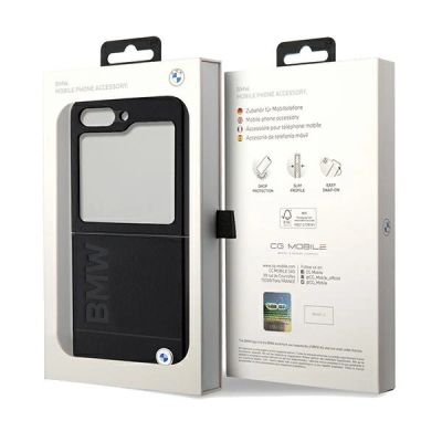 8. BMW Leather Hot Stamp case for Samsung Galaxy Z Flip 5 - black
