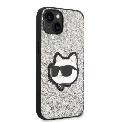 4. Karl Lagerfeld KLHCP14SG2CPS iPhone 14 6.1" silver/silver hardcase Glitter Choupette Patch