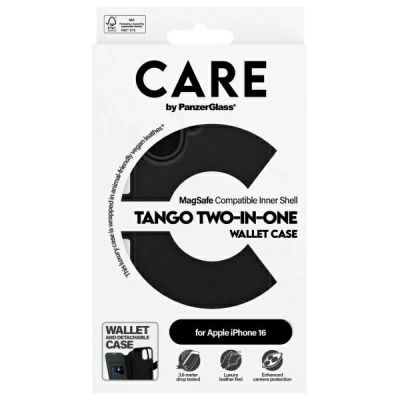 4. CARE by PanzerGlass Feature Tango 2in1 Wallet MagSafe Case for iPhone 16 - Black