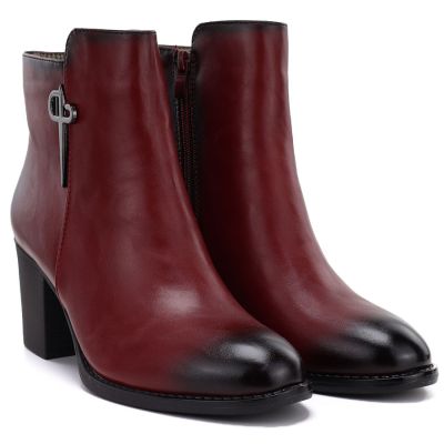 3. Red high-heeled women's ankle boots M.Daszyński SA250-4