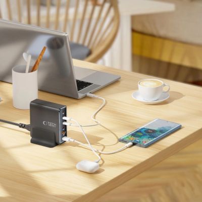 6. Tech-protect DC80W-GAN 6-PORT PD80W/QC3.0 Charging Station - Black
