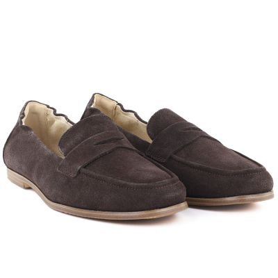 4. Women's brown suede leather moccasins Vinceza 18122