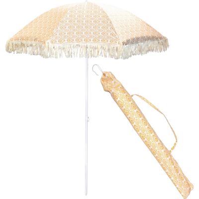 BEACH AND GARDEN UMBRELLA WITH FRINGE 174 CM YELLOW