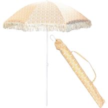 BEACH AND GARDEN UMBRELLA WITH FRINGE 174 CM YELLOW
