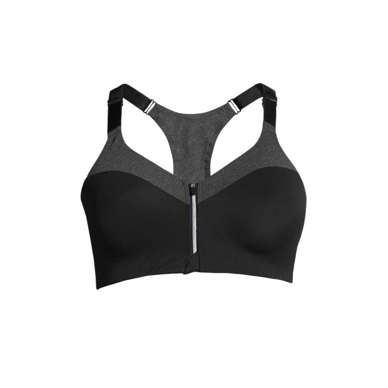 6. CASALL Front Zip Sports Bra Gray