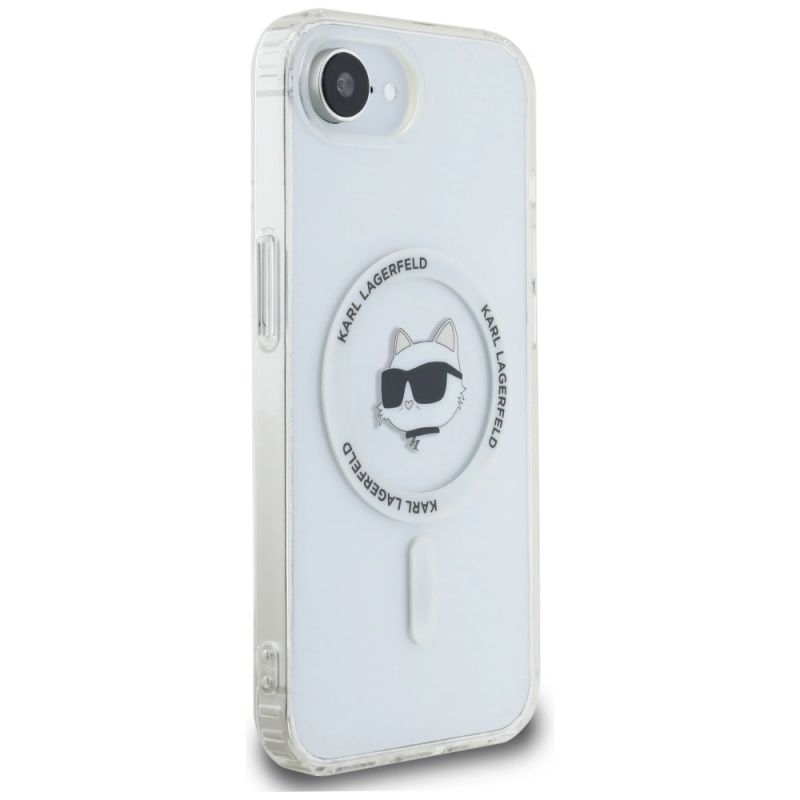 4. Karl Lagerfeld IML Metal Choupette Head MagSafe iPhone 16e Case - White