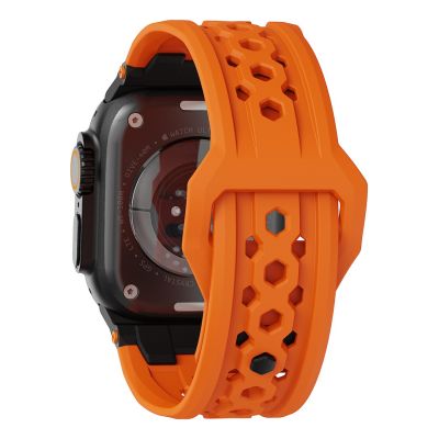 4. UAG Monarch - FKM strap for Apple Watch series 4-6 & SE 1-3, 44mm / series 7-9, 45mm / series 10-11, 46mm / Ultra 1-3, 49mm (orange / black titanium)