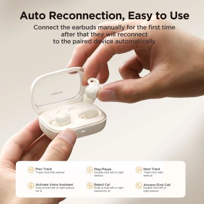 13. Joyroom JR-TS1 Cozydots Series Wireless TWS Headphones for Sleeping ANC Bluetooth 5.3 - White