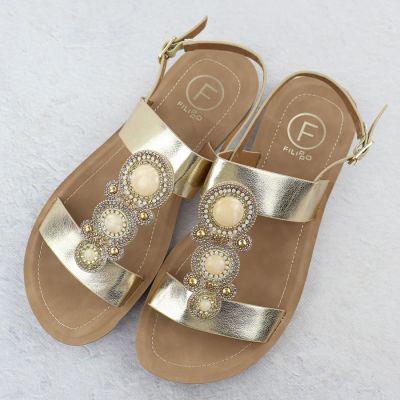 6. Women's flat sandals with decoration, melissa gold, Filippo DS6882