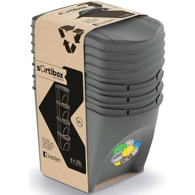 8. GARBAGE BINS 25 L SORTIBOX SET 4 PCS GREY STONE