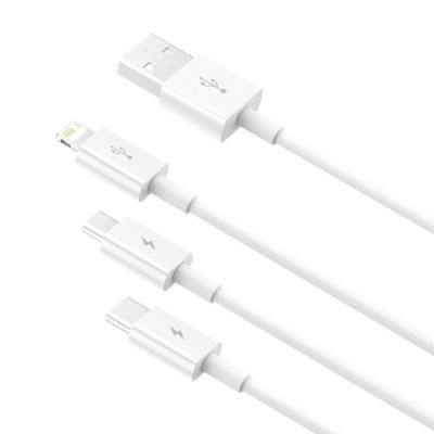4. Baseus Superior 3in1 USB Cable - Lightning / USB Type C / Micro USB 3.5 A 1.5 m White (CAMLTYS-02)