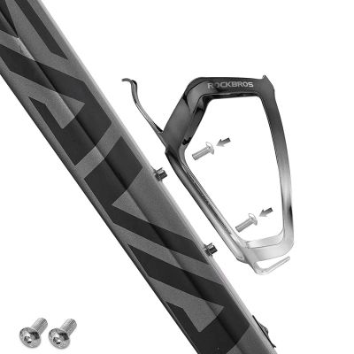 4. Rockbros RKL02 Aluminum Bottle Cage - Black and Silver