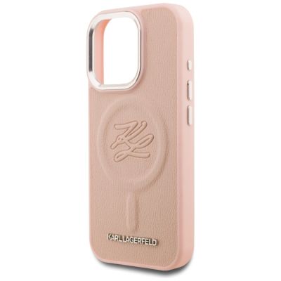6. Karl Lagerfeld Initial & Metal Logo MagSafe Case for iPhone 16 Pro Max - Pink