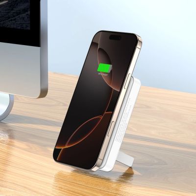 18. Powerbank Wozinsky WLWP-10KA0Y3WS 22.5W PD Qi2 10000 mAh, with stand, 1x USB-A, 1x USB-C - white