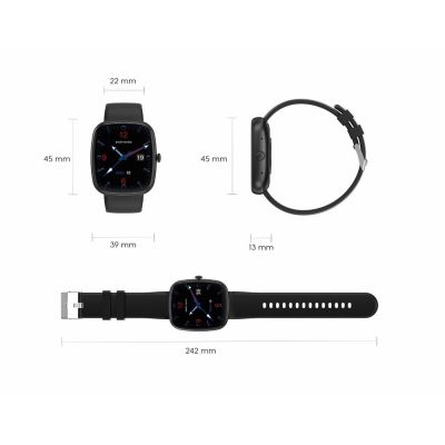 26. GRAVITY GT18-5 Women's Smartwatch Black Silicone Strap + Gray Strap