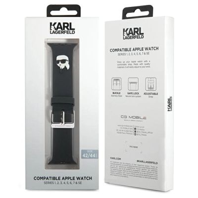 4. Karl Lagerfeld 3D Rubber Karl Head strap for Apple Watch 42/44/45/49mm - black