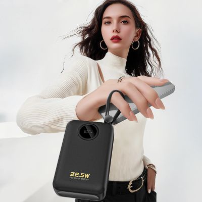 7. Dudao K14+ Powerbank 20000mAh 22.5W USB-C / USB-A / Built-in Lightning and USB-C Cables - Black