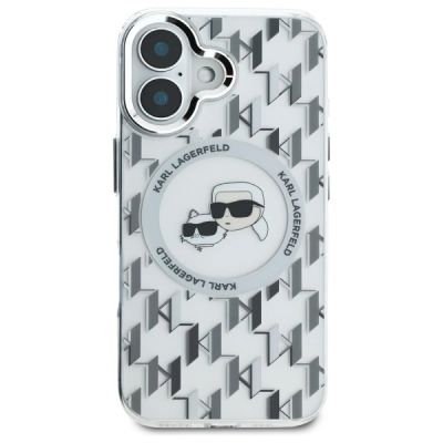 3. Karl Lagerfeld IML Monogram Karl & Choupette Head MagSafe iPhone 16 Case - Clear