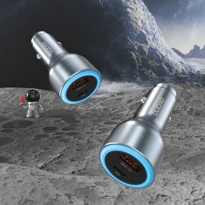 2. Dudao R4Ultra 120W Power Delivery Quick Charge LED Car Charger USB-A USB-C - Gray