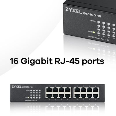 7. Switch Zyxel GS1100-16E-EU0101F 16p Unmanaged, Fanless, Slim