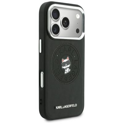 4. Karl Lagerfeld Point & Choupette Sketch MagSafe Case for iPhone 18 Pro Max / 17 Pro Max - Black