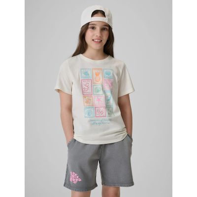 Girls' regular printed T-shirt 4F 4FJRAW26TTSHF4325-11S