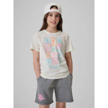 Girls' regular printed T-shirt 4F 4FJRAW26TTSHF4325-11S